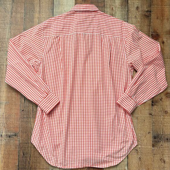 J.McLaughlin Orange Gingham Button-Down Shirt Men’s Size M 100% Cotton Preppy - Picture 5 of 7